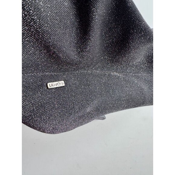 LIU JO Metallic Black Stretch Knit Mid Calf Pointed Toe Sock Boots, Size 40 - Picture 3 of 12